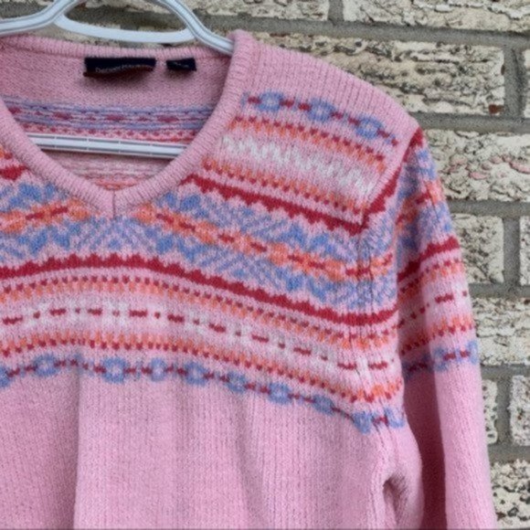 Vintage fair isle DanverHayes Super Soft Pink Sweater Top size women XL - Picture 7 of 10